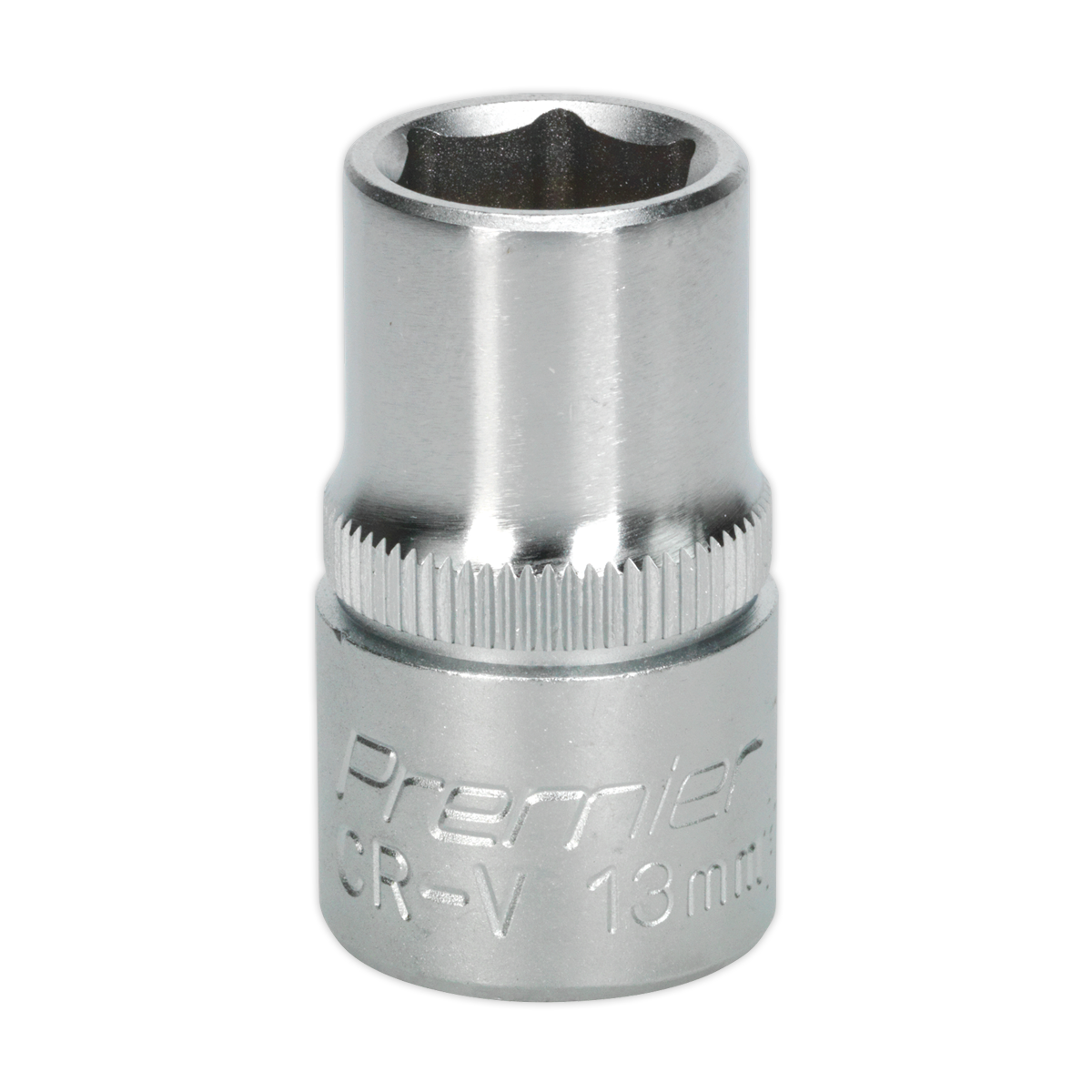 A Sealey WallDrive® Socket 13mm 1/2"Sq Drive – S1213, crafted from chrome vanadium steel and featuring the innovative WallDrive socket configuration.