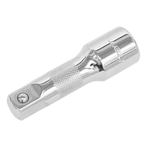 A Sealey Extension Bar 75mm 1/2"Sq Drive - S12E75, crafted from Chrome Vanadium steel with a knurled grip, designed for professional use to fit between a ratchet and socket for extended reach.