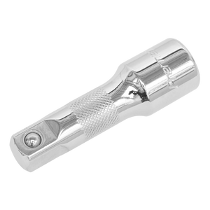 A Sealey Extension Bar 75mm 1/2"Sq Drive - S12E75, crafted from Chrome Vanadium steel with a knurled grip, designed for professional use to fit between a ratchet and socket for extended reach.