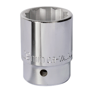 A chrome-plated WallDrive® Socket with "29mm CR-VANADIUM" inscribed on its side, showcasing Sealey's quality, used for loosening or tightening bolts and nuts.