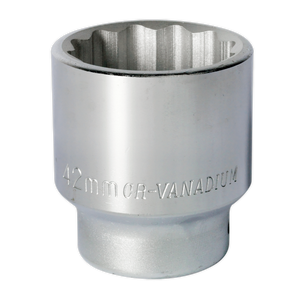 The Sealey WallDrive® Socket 42mm 3/4"Sq Drive - S34/42 is a premier hand tool attachment made from forged chrome vanadium steel, offering excellent corrosion resistance.