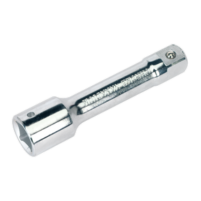 The Sealey Extension Bar 150mm 3/4"Sq Drive - S34/E150 is a robust chrome socket extension tool crafted from high-quality Chrome Vanadium steel, featuring a hexagonal connector end and a cylindrical body designed for optimal performance and corrosion resistance.