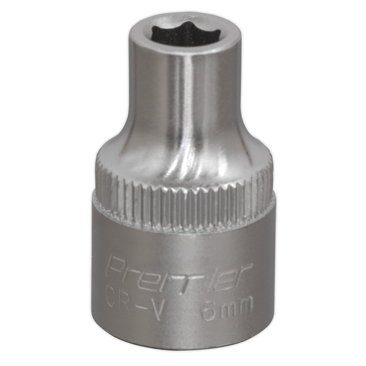 The Sealey WallDrive® Socket 6mm 3/8"Sq Drive - S3806 is crafted from durable chrome-vanadium steel, featuring a precise hex opening and an engraved Sealey brand name. Ideal for enhancing your Hand Tools collection.