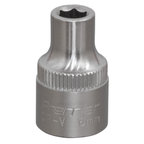 The Sealey WallDrive® Socket 6mm 3/8"Sq Drive - S3806 is crafted from durable chrome-vanadium steel, featuring a precise hex opening and an engraved Sealey brand name. Ideal for enhancing your Hand Tools collection.