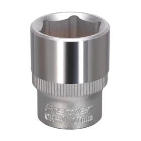 A Sealey WallDrive® Socket 17mm 3/8" Sq Drive (S3817) made from chrome vanadium steel, featuring Premier Hand Tools' six-point design.