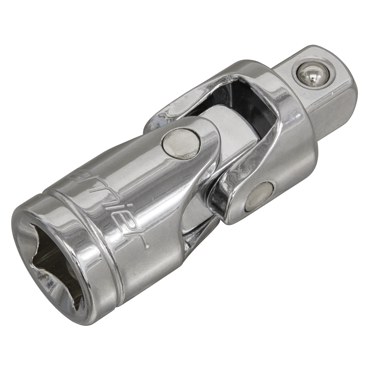 Introducing the Sealey Universal Joint 3/8" Sq Drive - S38UJ, made from durable Chrome Vanadium steel with a sleek, shiny finish. Ideal for professional use, it connects sockets to wrench handles and allows flexible movement in multiple directions.