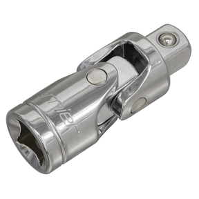 Introducing the Sealey Universal Joint 3/8" Sq Drive - S38UJ, made from durable Chrome Vanadium steel with a sleek, shiny finish. Ideal for professional use, it connects sockets to wrench handles and allows flexible movement in multiple directions.