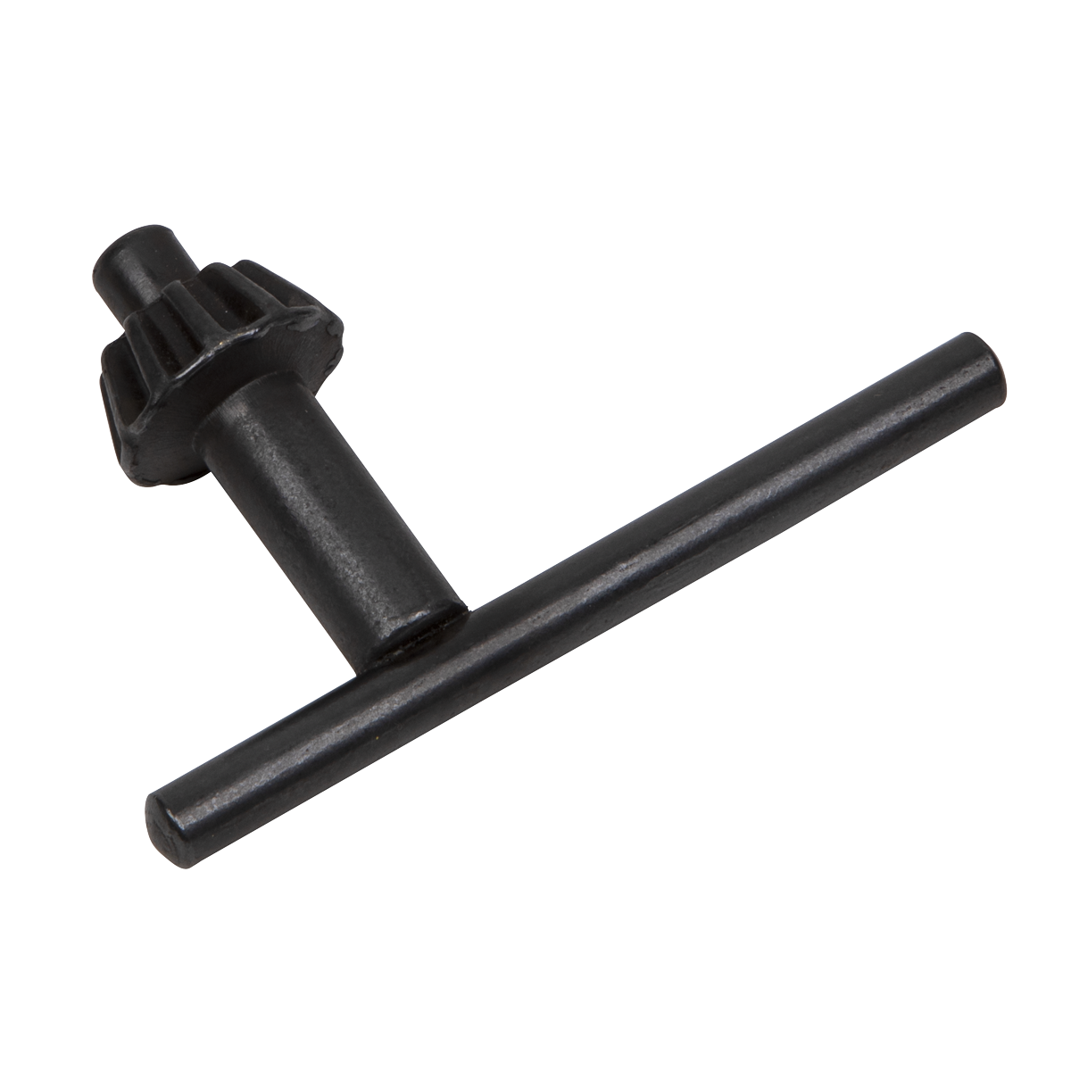 The Sealey S3 Chuck Key - To Suit 16mm Chucks features a black steel design with a T-shaped handle and a gear-like head, perfect for tightening or loosening the chuck of a drill or similar tool.