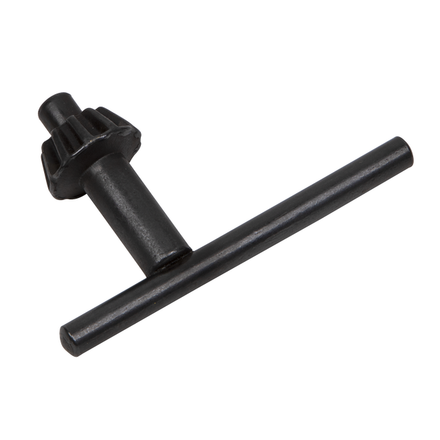 The Sealey S3 Chuck Key - To Suit 16mm Chucks features a black steel design with a T-shaped handle and a gear-like head, perfect for tightening or loosening the chuck of a drill or similar tool.