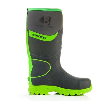 *STOCK CLEARANCE* - UK Size 6 & 7 - Buckler S5 High-Visibility Safety Wellington Boot – Grey/Green Waterproof Work Boots | BBZ8000GY/GR