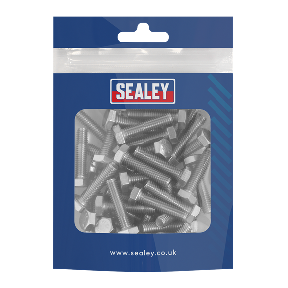 Sealey | Stainless Steel Set Screw M6 x 25mm 1mm Pitch, DIN 933 - Pack of 50 - S625S