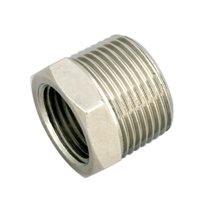 The Sealey Adaptor 3/4"BSPT Male to 1/2"BSP Female - SA1/3412F features a hexagonal head and a cylindrical body, providing an effective solution for adapting different pipe sizes in various piping systems.