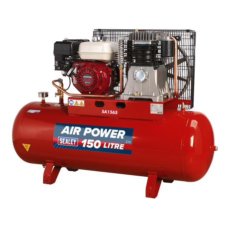 Air Compressor 150L Belt Drive Petrol Engine 6.5hp - SA1565 - Farming Parts