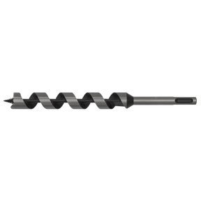 The Sealey SDS Plus Auger Wood Drill Ø20 x 235mm - SA20X235 is a metal drill bit with a spiral design, featuring a screw point threaded tip and cylindrical shank.