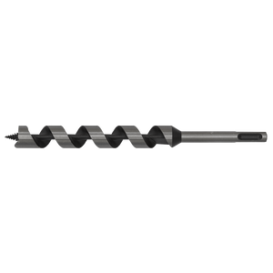 The Sealey SDS Plus Auger Wood Drill Ø20 x 235mm - SA20X235 is a metal drill bit with a spiral design, featuring a screw point threaded tip and cylindrical shank.