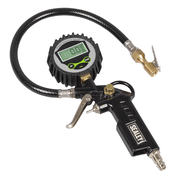 Digital Pistol Grip Tyre Inflator with Clip-On Connector - SE-SA332D
