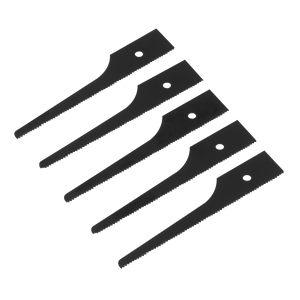 A set of five black Sealey Air Saw Blades 24tpi (SA345/B24) are lined up in a diagonal row on a white background.