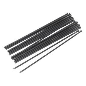 A set of metal needles, Sealey Needle Set 19pc 3 x 180mm - SA50.02, with one needle separated from the rest on a white background.