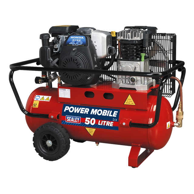 Air Compressor 50L Belt Drive Petrol Engine 4hp - SA5040 - Farming Parts