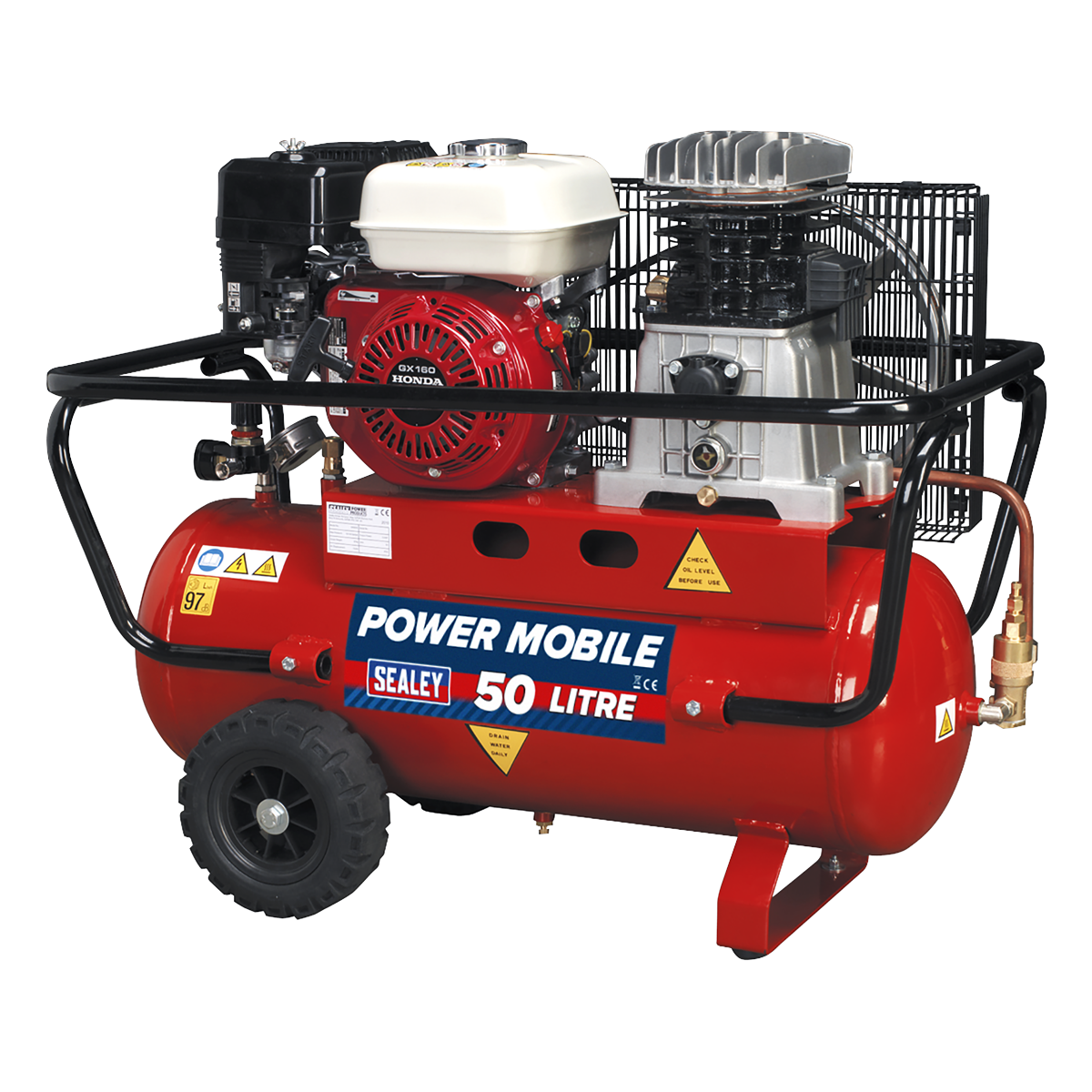 Air Compressor 50L Belt Drive Petrol Engine 5.5hp - SA5055 - Farming Parts