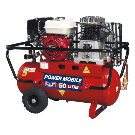 Air Compressor 50L Belt Drive Petrol Engine 5.5hp - SA5055 - Farming Parts