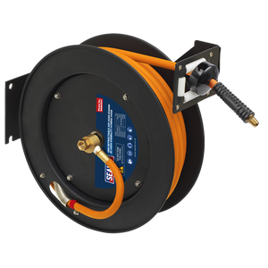 Sealey | 15m Retractable High-Visibility Hybrid Air Hose with Metal Reel 10mm ID - SA841HY