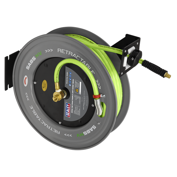 20m Retractable High-Visibility PVC Air Hose with Steel Reel 10mm ID - SE-SA85HV