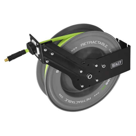 20m Retractable High-Visibility PVC Air Hose with Steel Reel 10mm ID - SE-SA85HV