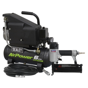 Air Nail/Staple Gun Kit including Air Compressor, Hose & Nailer/Stapler - SAC0610EKIT - Farming Parts