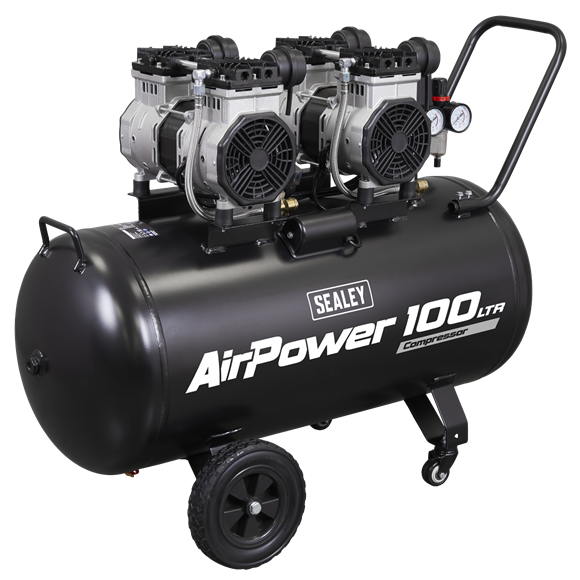 Sealey | 100L Oil Free Low Noise Direct Drive Air Compressor 2 x 2hp - SAC10001S