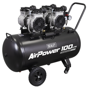 Sealey | 100L Oil Free Low Noise Direct Drive Air Compressor 2 x 2hp - SAC10001S