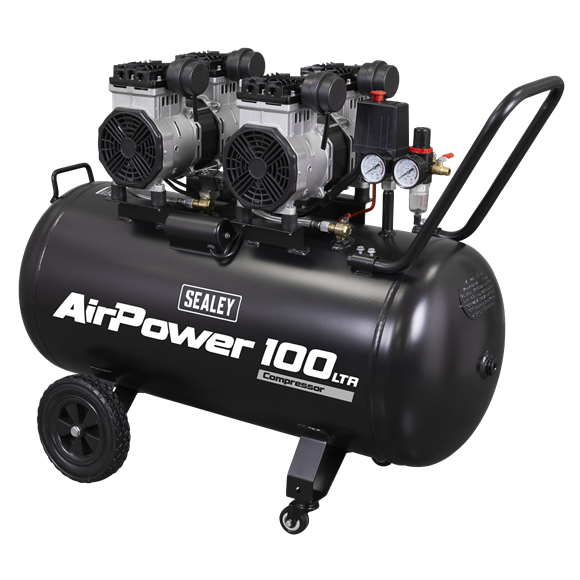 Sealey | 100L Oil Free Low Noise Direct Drive Air Compressor 2 x 2hp - SAC10001S