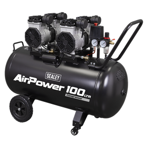 Sealey | 100L Oil Free Low Noise Direct Drive Air Compressor 2 x 2hp - SAC10001S