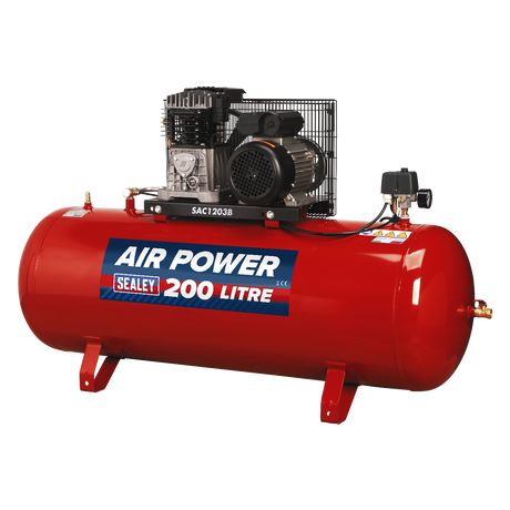 Air Compressor 200L Belt Drive 3hp with Cast Cylinders - SAC1203B - Farming Parts