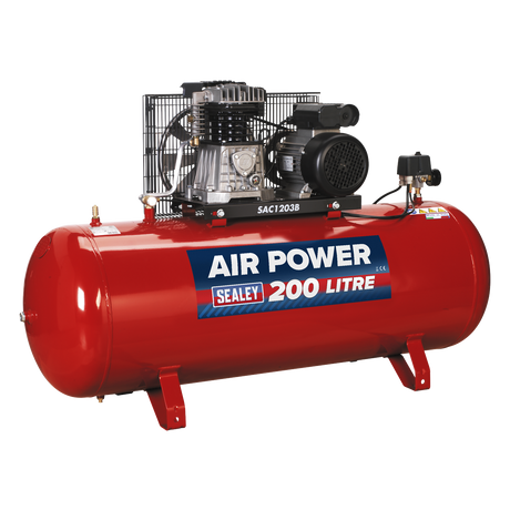 Air Compressor 200L Belt Drive 3hp with Cast Cylinders - SAC1203B - Farming Parts