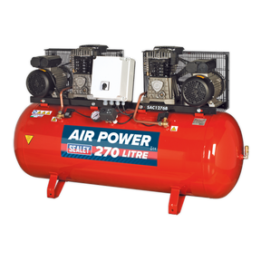 Air Compressor 270L Belt Drive 2 x 3hp with Cast Cylinders - SAC1276B - Farming Parts