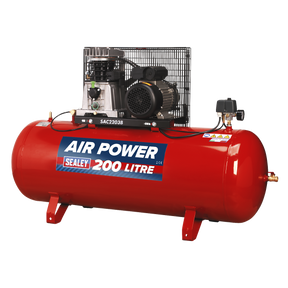 Air Compressor 200L Belt Drive 3hp with Cast Cylinders - SAC2203B - Farming Parts