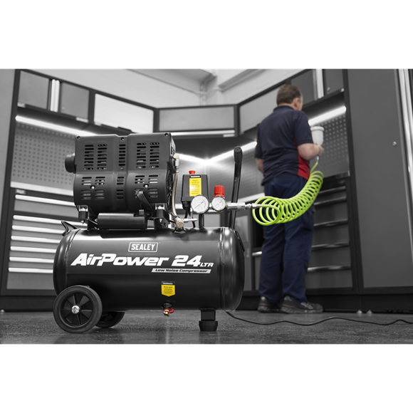 Sealey 24L Low Noise Oil Free Direct Drive Air Compressor 1hp SAC2400S