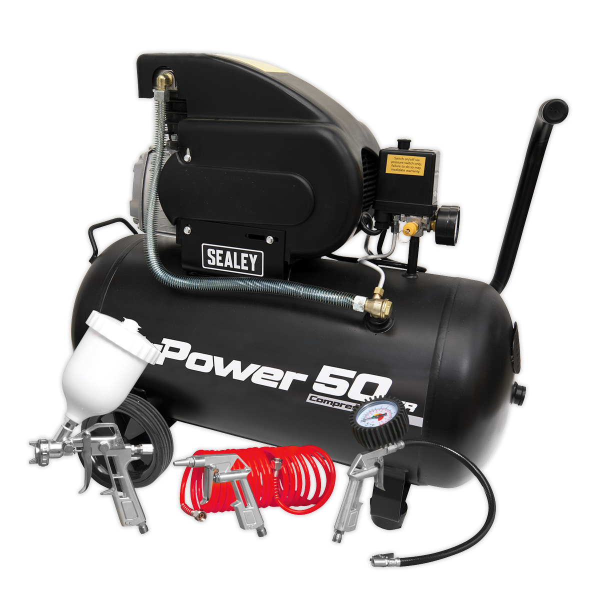 Air Compressor 50L Direct Drive 2hp with 4pc Air Accessory Kit - SAC5020APK - Farming Parts