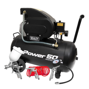 Air Compressor 50L Direct Drive 2hp with 4pc Air Accessory Kit - SAC5020APK - Farming Parts