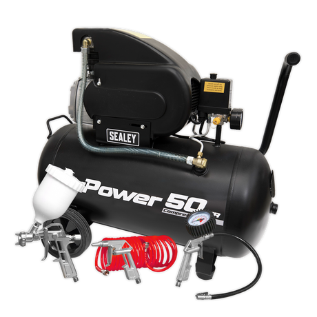 Air Compressor 50L Direct Drive 2hp with 4pc Air Accessory Kit - SAC5020APK - Farming Parts