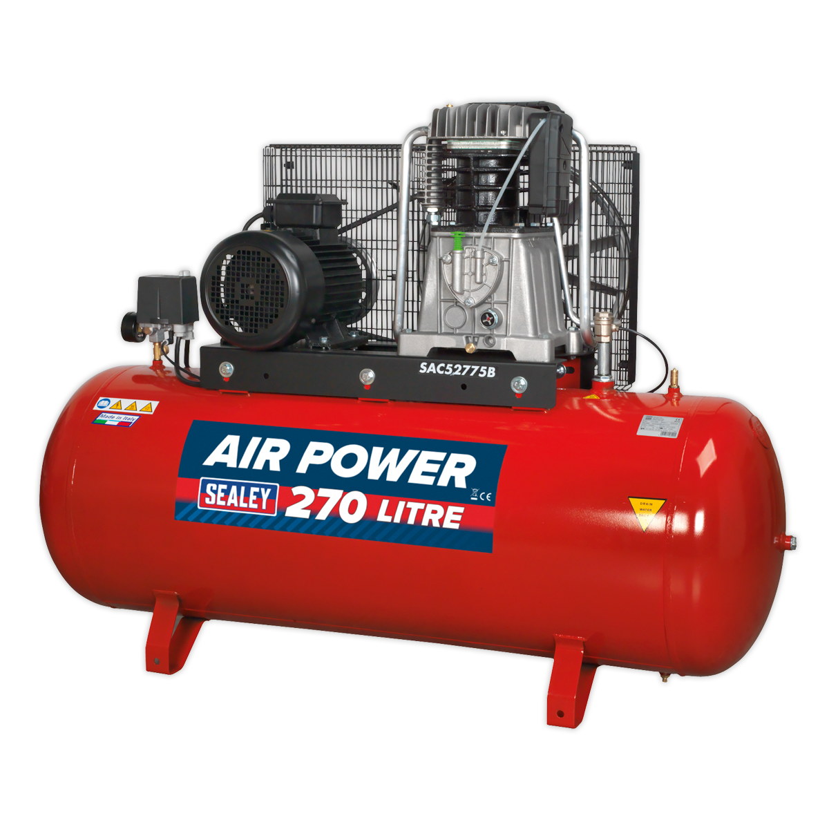 Air Compressor 270L Belt Drive 7.5hp 3ph 2-Stage with Cast Cylinders - SAC52775B - Farming Parts