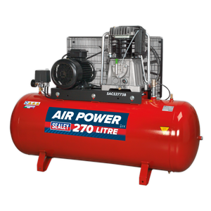 Air Compressor 270L Belt Drive 7.5hp 3ph 2-Stage with Cast Cylinders - SAC52775B - Farming Parts