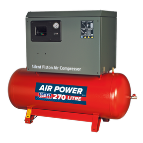 Compressor 270L Belt Drive 7.5hp 3ph 2-Stage with Cast Cylinders Low Noise - SAC72775BLN - Farming Parts