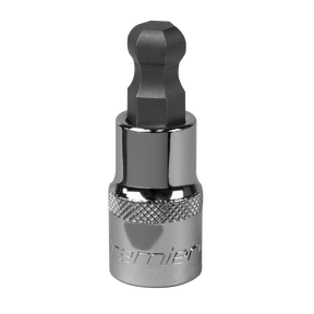 Introducing the Sealey Ball-End Hex Socket Bit 12mm 1/2"Sq Drive - SBBH010, a Premier Hand Tools product with a durable S2 steel bit and a black hexagonal head designed for use with hex bit driver applications.