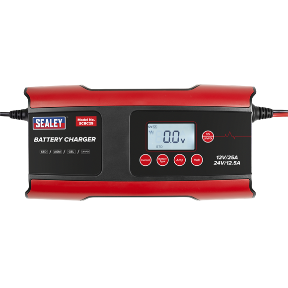 12/24V Compact Smart Battery Charger and Maintainer 25A - SE-SCBC25