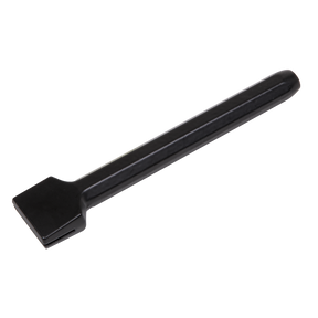 A Sealey Scutch Holder 38 x 200mm (SCH2) with a flat rectangular end and a black drop-forged steel handle is displayed against a white background, showcasing its corrosion resistance that suggests it meets BS 3066 standards.