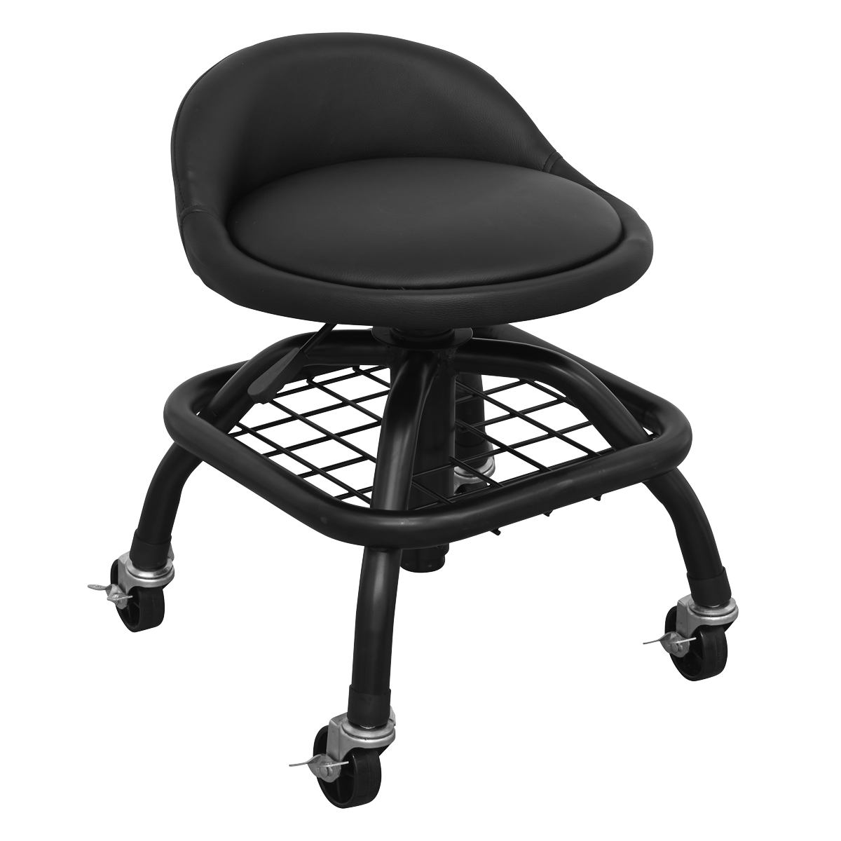Creeper Stool Pneumatic with Adjustable Height Swivel Seat & Back Rest - SCR02B - Farming Parts