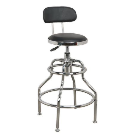 Workshop Stool Pneumatic with Adjustable Height Swivel Seat & Back Rest - SCR14 - Farming Parts