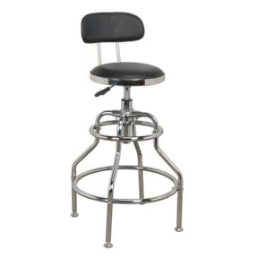 Workshop Stool Pneumatic with Adjustable Height Swivel Seat & Back Rest - SCR14 - Farming Parts